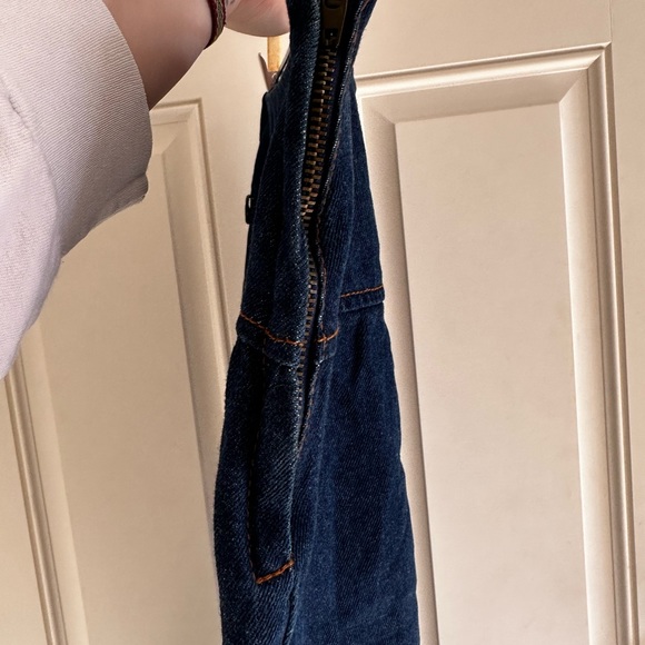 Vintage 90s Maria Denim Maxi Skirt Leather Stitching Grunge Fairy Dark Wash Blue - Picture 8 of 8